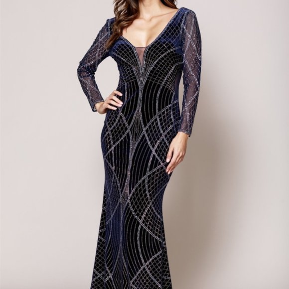 Illusion V-Neck Mermaid Shape Prom Dress AC3005